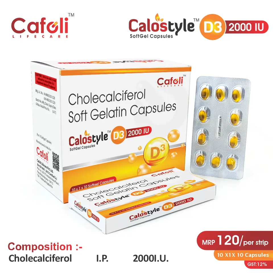 Cholecalciferol 2000 IU Softgel at the best price in PCD Pharma Franchise for Vitamin D3 Supplementation